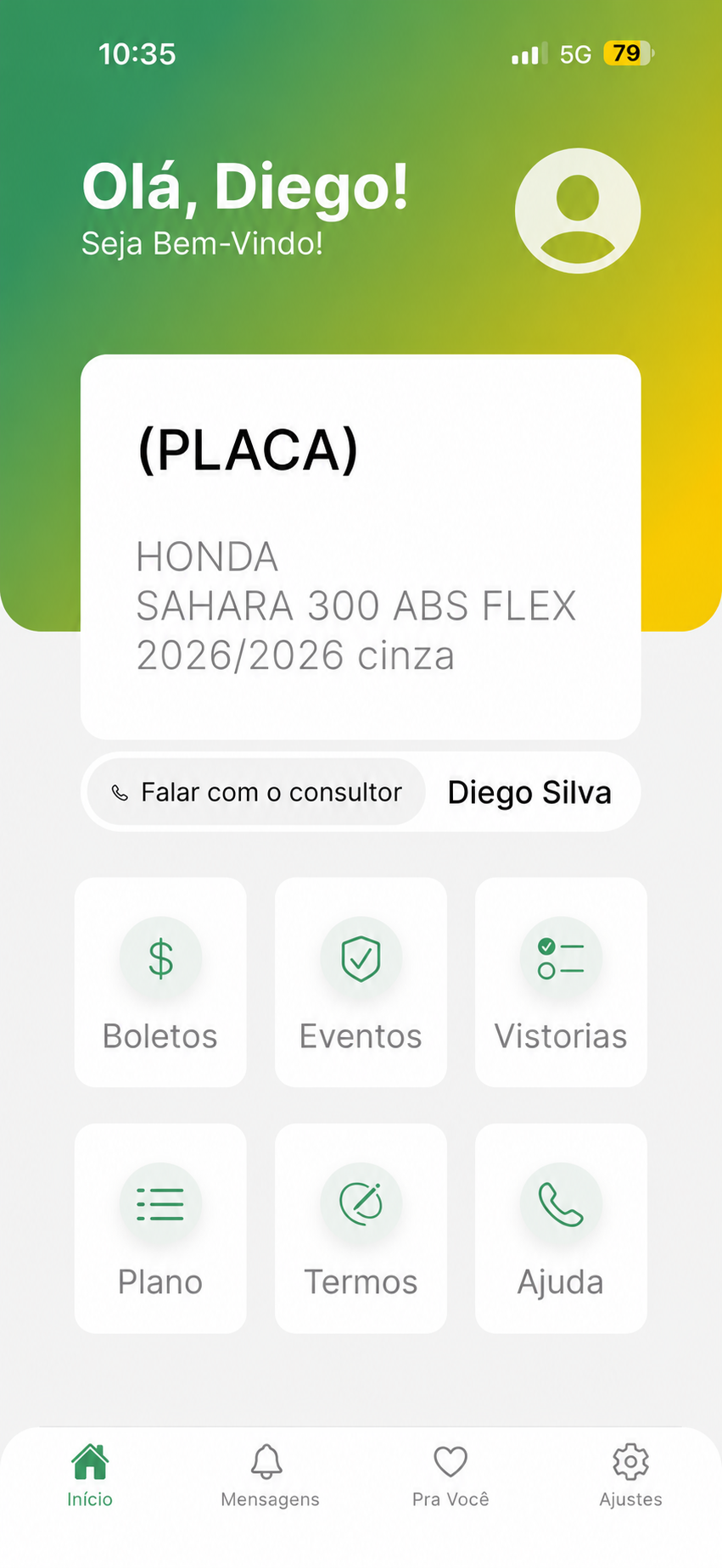 Tela inicial do aplicativo Afortuna Associados